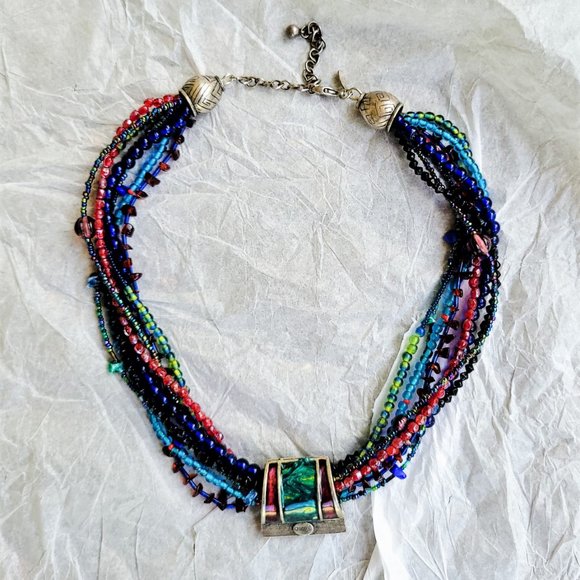 CHICO'S 8 Strand Colorful Beaded Necklace w/ Enhancer - Picture 4 of 5